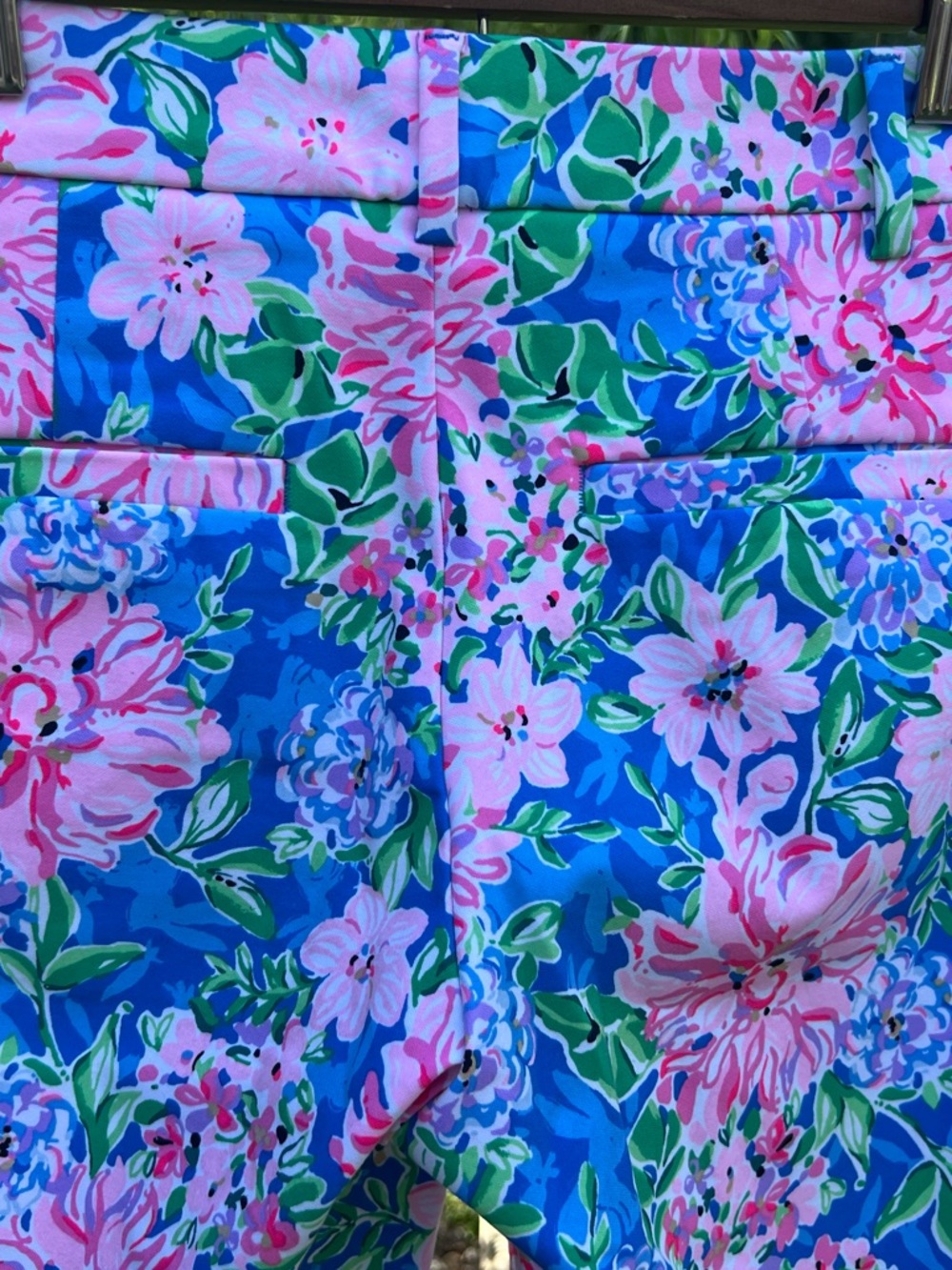 Lilly Pulitzer Natia Knit Blue Floral Bermuda Shorts with Pink Accents - Picture 3 of 8
